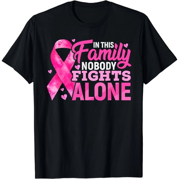 En Esta Familia Nadie Lucha Solo Camiseta de Concienciación sobre el Cáncer de Mama