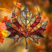 Maple Leaves Stained Glass Window Hanging Fall Leaves Decor Fall Leaves Acrylic Suncatcher Maple Leaf Fall Decor Autumn Leaves Stain Glass Window Hanging Fall Decorations for Home Hanging Ornament B