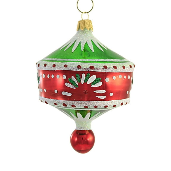 Red And Green Pendant Drop - 1 Glass Ornament 5.5 Inch, Glass - Ornament Christmas Ufo Sbk221016