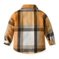 thumbnail image 3 of GYRATEDREAM Toddler Baby Boys Girls Plaid Flannel Shirt Jacket Kids Long Sleeve Lapel Button Down Shirts Fur-Lined Coat with Pockets Children Fall Winter Tops Outwear Clothes Yellow for 6M-14T, 3 of 4