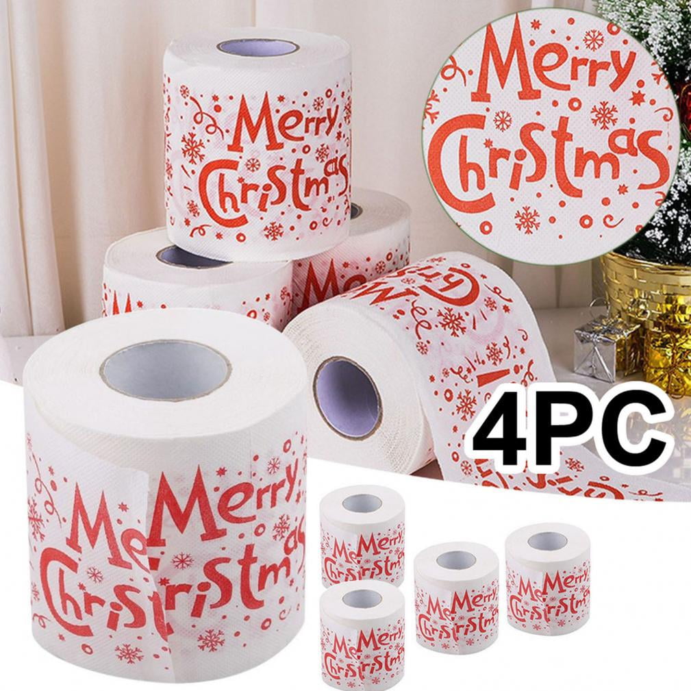 Mefallensiah Noël Motif Couleur Papier toilette Père Noël Sapin Imprimé  Tissu 