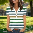 thumbnail image 2 of ZQUUVOU Womens 2025 T-Shirts V-Neck Button Stripe Short Sleeved Shirt V-Neck Tops(Green,M), 2 of 7