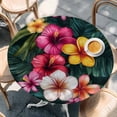 thumbnail image 3 of Red Yellow Althea Round Fitted Table Cover Watercolor Flowers Tropical Plants Waterproof Table Cloth with Elastic Edge Wipeable Tablecloth for Picnic Camping Party Fits 45"-54" Diameter, 3 of 8