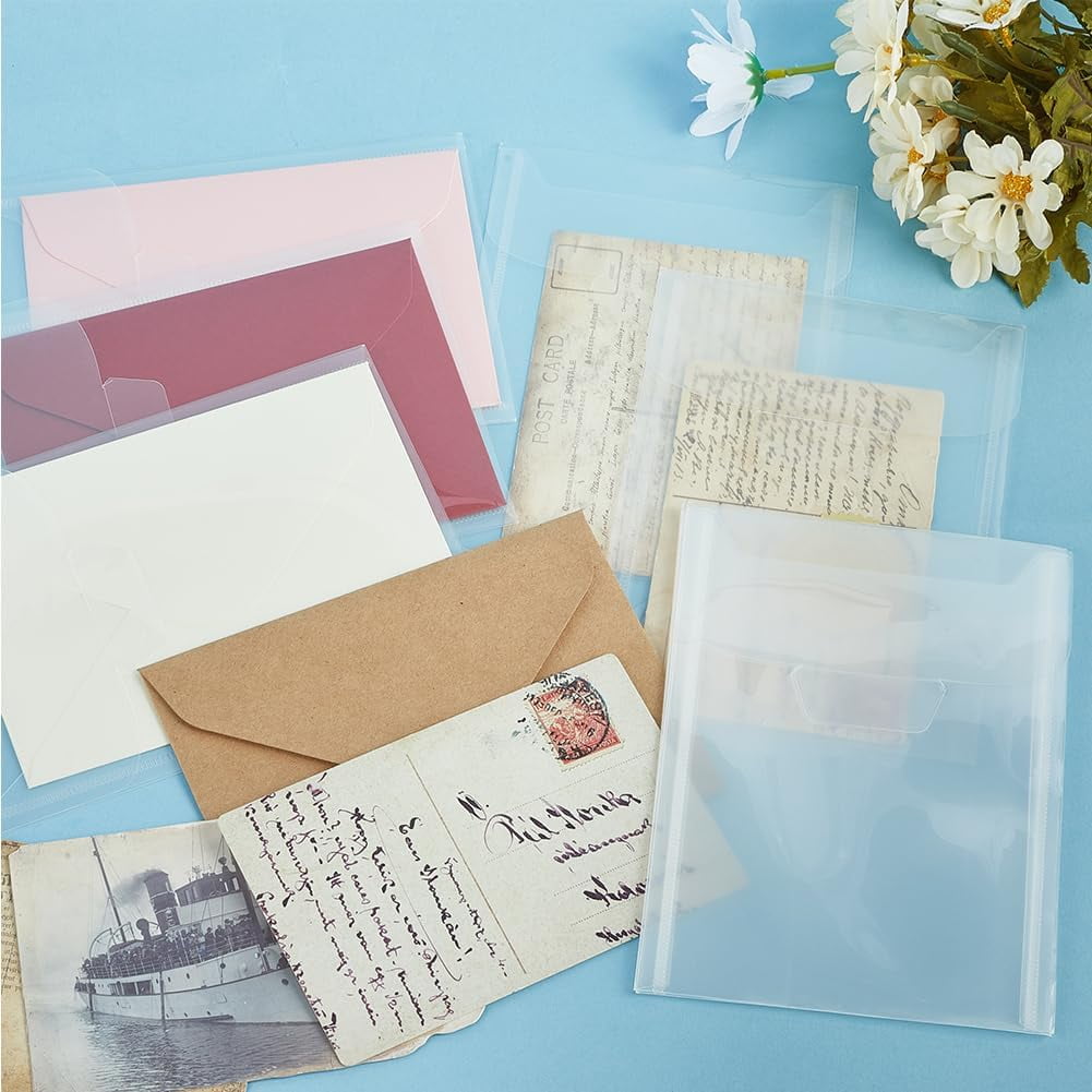 50Pcs Die Storage Pockets Stamp Pocket Bags Resealable Clear Plastic Die Cuts Envelope Pockets Craft Organizer Holder Bag for File Album Embossing Stamp Scrapbooking Storage (7 x 5 Inch) 50pcs