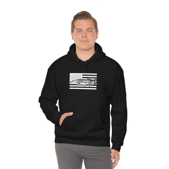 Northern Pike Fishing American Flag Hoodie