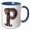 Blue/White, variant on 3drose, Pretty Image of Ruby Jeweled Monogram Letter P, 11oz Two-tone Yellow Mug