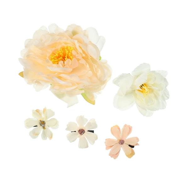 Vocoste 5 Pcs Women Flower Hair Clips Flower Hair Barrettes for Party Orange White