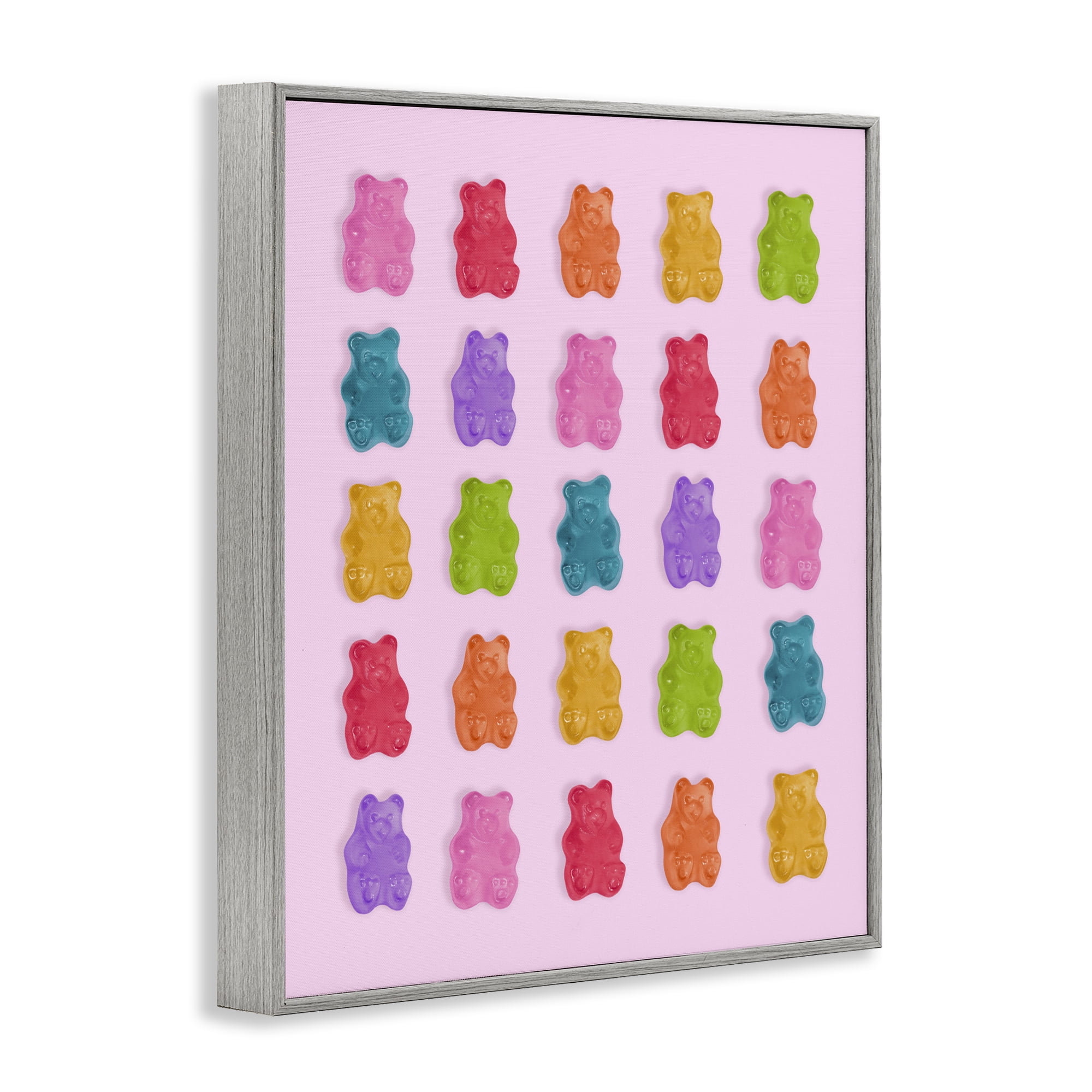 Stupell Industries Pastel Gummies on Pink Gray Framed Giclee Art, design by LISH Creative
