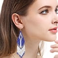 thumbnail image 2 of Drop Earrings Beaded Retro Creative Long Dangle Earrings Fringe Hoop Earrings, 2 of 10