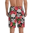thumbnail image 3 of Easygdp Skull and Roses Men's Short Pajama Pants, Sleep Shorts, Household Pants, Casual Pants with Pockets - Large, 3 of 9