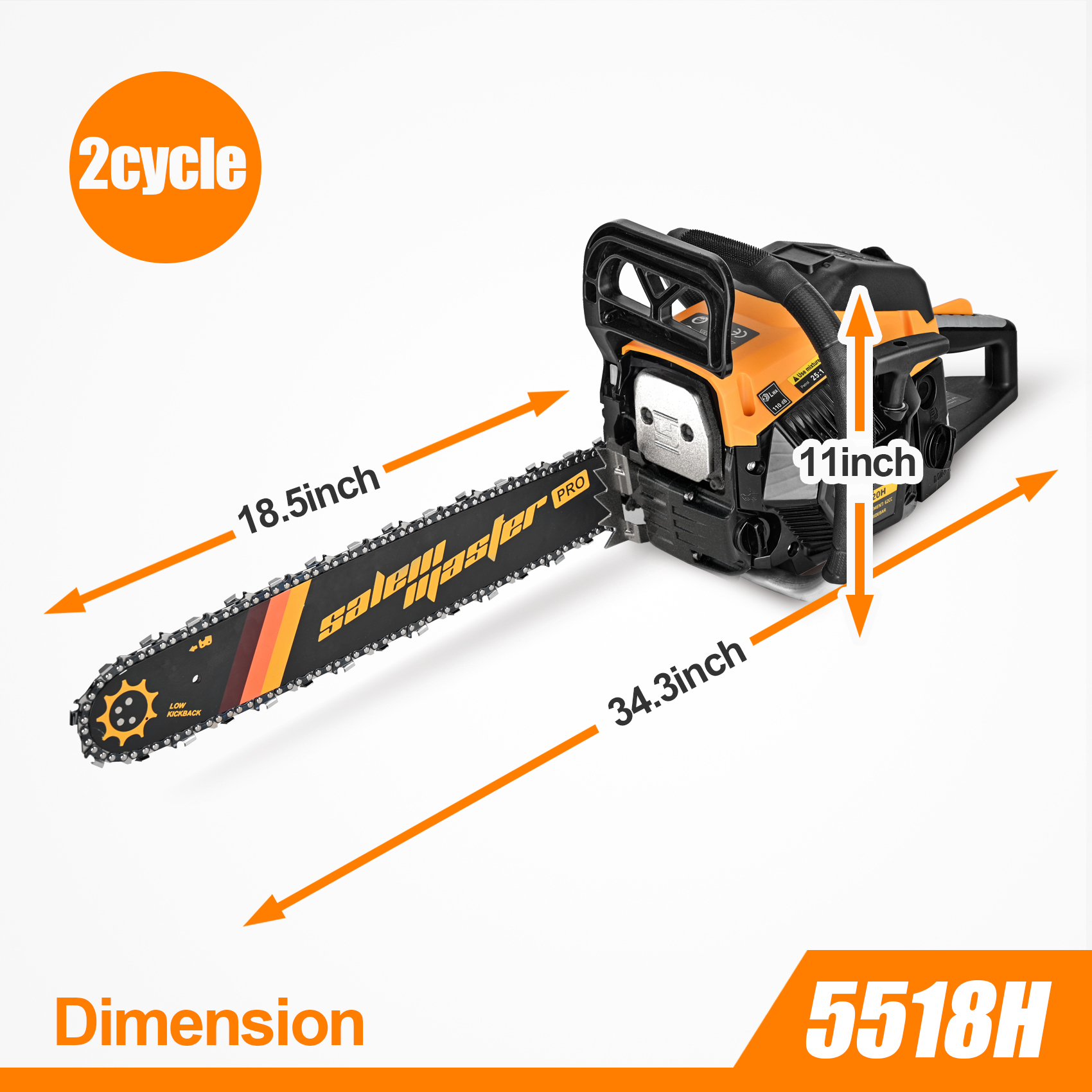 Gas Chainsaw 20-inch 54.6CC 3HP 5518H 2-Cycle Petrol Powered Chain Saws for Trees and Wood Cutting