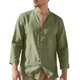 thumbnail image 1 of pstuiky camisas de hombre de manga larga, Camisas de lino para hombre, informales, de manga larga, con botones y cuello alto Tops de talla grande para hombre l, 1 of 9