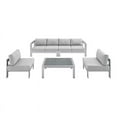 thumbnail image 2 of Modway Shore Sunbrella® Fabric Outdoor Patio Aluminum 5 Piece Sectional Sofa Set in Silver Gray, 2 of 5