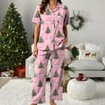 thumbnail image 5 of TTUHYWXI Satin Silk Christmas Pajamas Set for Women Xmas Print Long Sleeve Shirts Lounge Set Two Piece Pjs Pants Sleepwear (Hot Pink, M), 5 of 5
