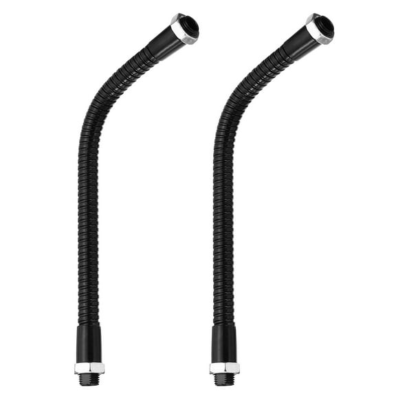 Uxcell 7.9" Universal Gooseneck Hose, 2 Pcs M10 Fine Thread Bendable Metal Hose Flexible Arm Tube Extension, Black