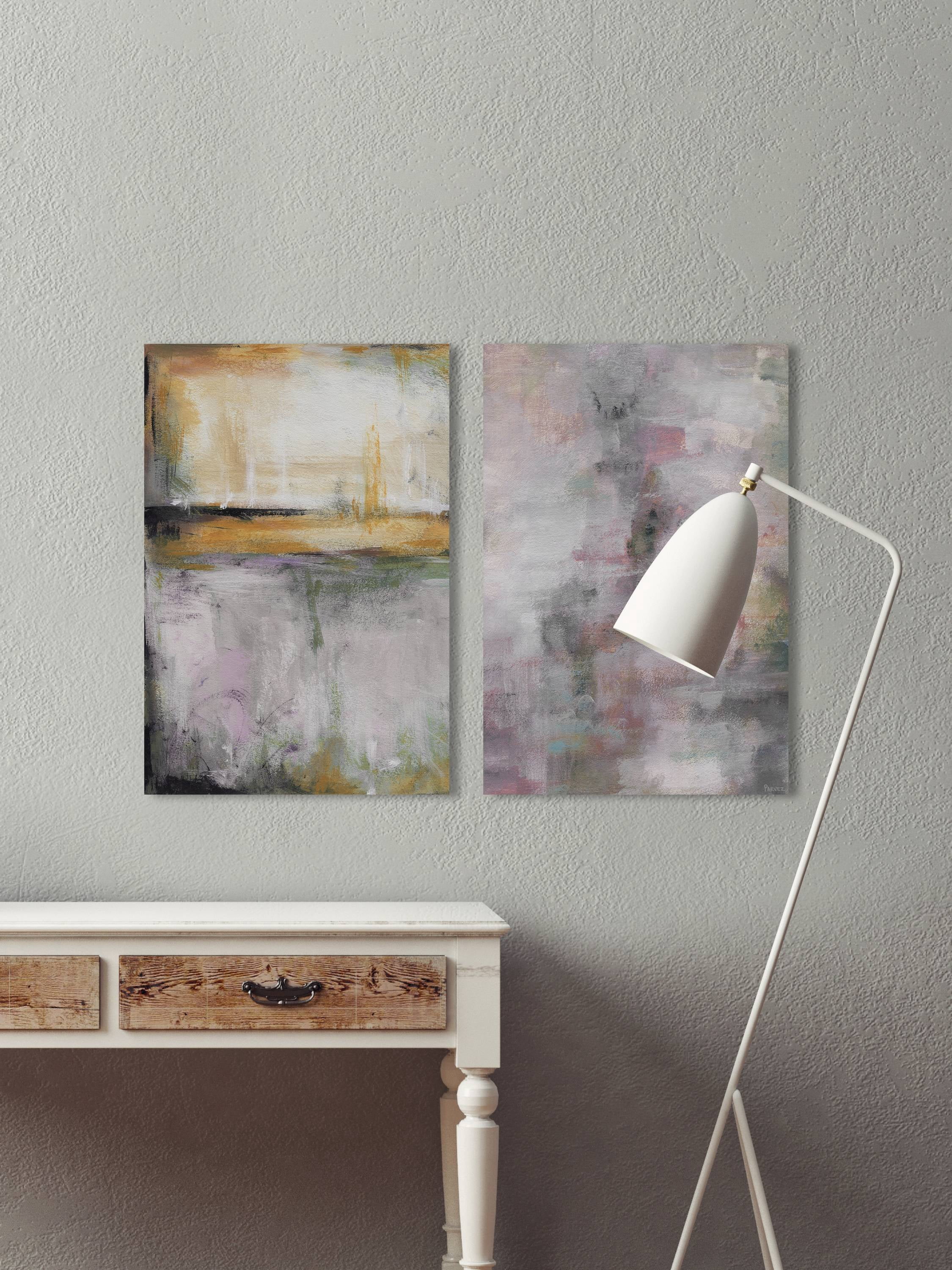 Pink and Yellow Smokes Diptych