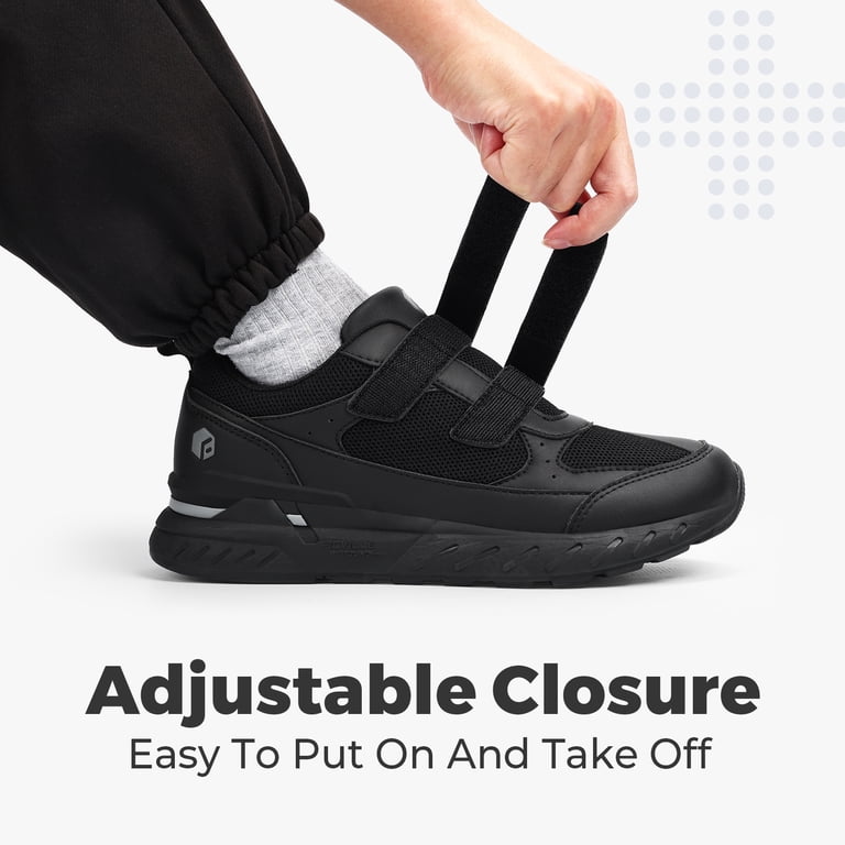 FitVille Recovery Power Mens Walking Shoes Black Wide Width Sneakers Size 12.5 FitVille Mens Walking Shoes Extra Wide Hook and Loop  main image 3