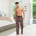 thumbnail image 2 of Men's Pajama Pants with Pockets Sleepwear Lounge Pants Stretch Casual Rainbow Animal Paw Print Black, 2 of 6