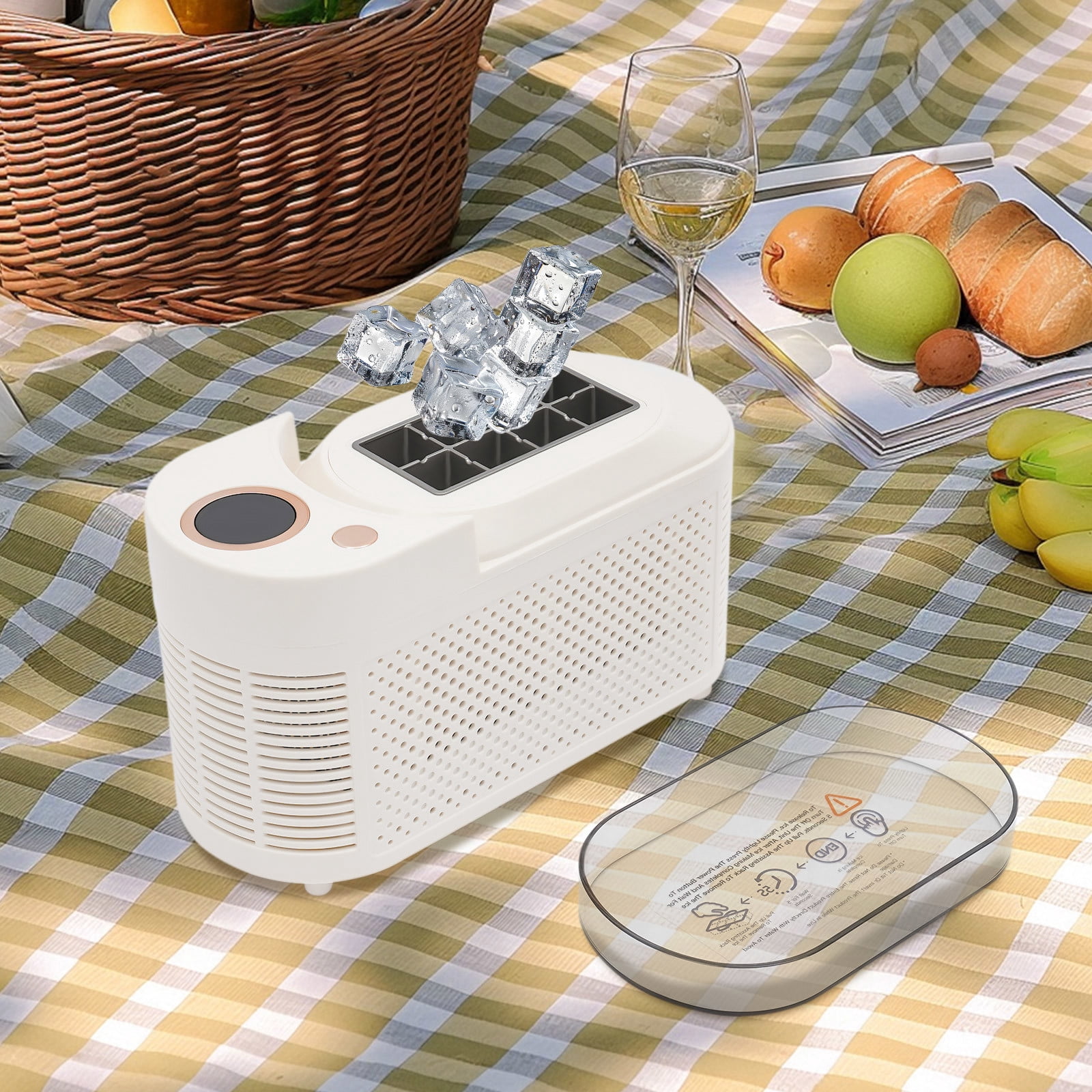 8.5*3.66*5.04 in Modern White Mini Countertop Compact Ice Machine for Home Kitchens, Outdoor Spaces