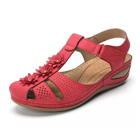 

women s ladies girls comfortable ankle hollow round toe sandals soft sole shoes
