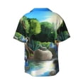thumbnail image 6 of Lsque Bluey print Men's Cuban Collar Short Sleeve Shirt Summer Beachwear Casual Button Down Fashionable Vacation Leisure Shirt-Large, 6 of 7