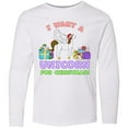 thumbnail image 3 of Inktastic I Want a Unicorn for Christmas with Presents Long Sleeve Youth T-Shirt, 3 of 5