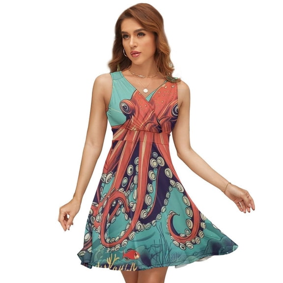 Octopus Art Dress Fashion Beach Long Dresses Female Party Printed Sundress