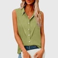 thumbnail image 2 of Dazajoo Sleeveless Linen Shirts for Women Button Down Collared Tops Summer Casual Cotton Work Tees,Yellow,XL, 2 of 7