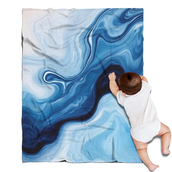 Light Blue Marble Flow Pattern Blanket,Comfortable Soft Flannel Throw Blanket,All Season,Warm Lightweight Blankets for Sofa Bed Couch Living Room Chair,30"x40"