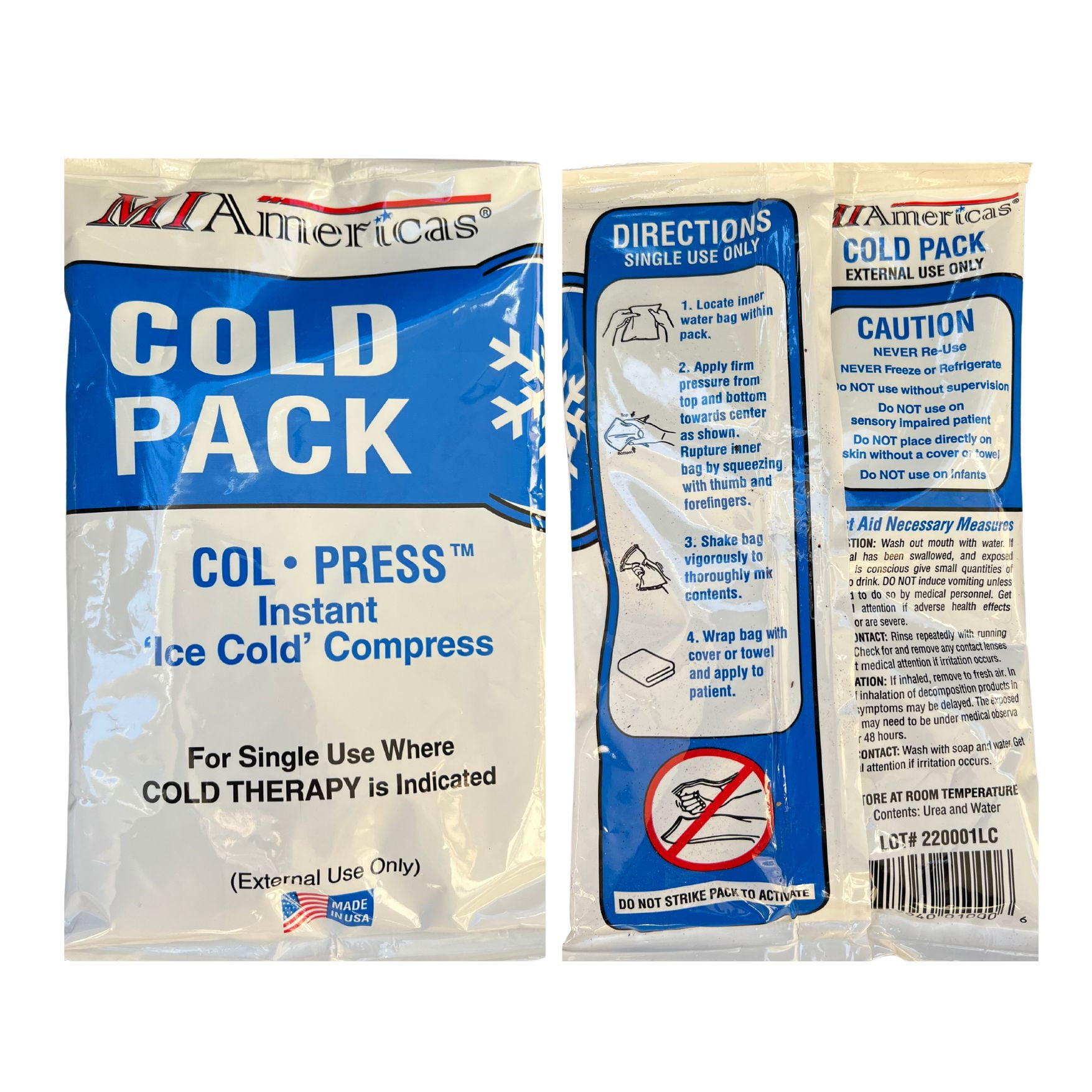 COL-PRESS Instant Cold Packs Disposable Ice Cold Injury Relief 9 x 6  20-30 Min of Relief 6pk