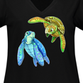 thumbnail image 4 of Inktastic Sea Turtles Swimming Together Women's Plus Size V-Neck T-Shirt, 4 of 5