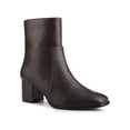 thumbnail image 1 of Unique Bargains Women's Square Toe Side Zipper Block Heel Ankle Boots Coffee (Size 10), 1 of 7