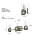 thumbnail image 5 of Hunter - River Mill 3-light Brushed Nickel, Medium Size Vanity Light, Dimmable, Rustic Style, for Bedrooms, Dining, Living Rooms - 19467, 5 of 6
