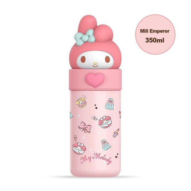 Taza de agua portátil Sanrio Kawaii My Melody Cinnamoroll Kuromi Purin Dog, termo de Anime de dibujos animados, regalos para niños, 350ML