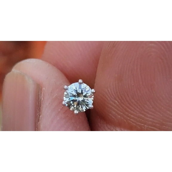 0.10 CT Round Moissanite Women's Solitaire  Stud Nose Pin 14K Yellow Gold Plated