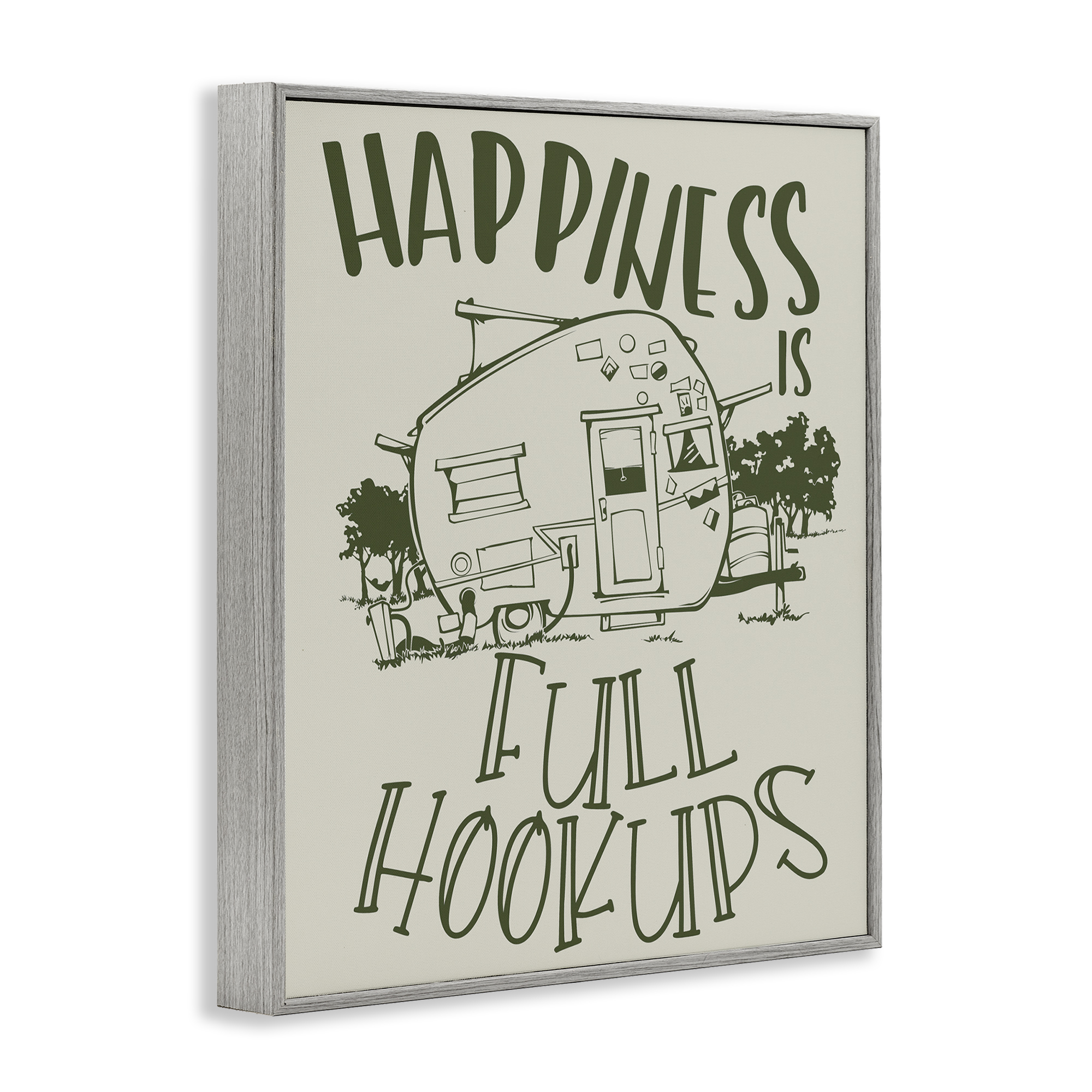 Stupell Industries Full Hookups Camping Landscape Painting Gray Framed Art Print Wall Art, 16 x 20
