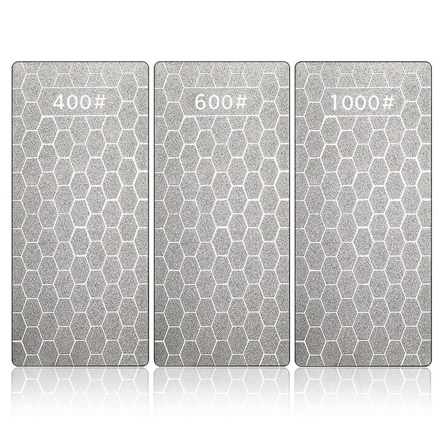 3Pcs Diamond Sharpening Stone Set Diamond Plate Sharpening Stone Professional Bench Stone(400 , 600 , 1000 )