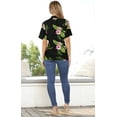 thumbnail image 2 of HAPPY BAY Women's Button Down Blouses Floral Summer Beach Party Blouse Shirt Tropical Blouses Short Sleeve Vacation Casual Hawaiian Dresses for Women S Tiny Lily, Black, 2 of 6