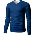 thumbnail image 3 of Felirenzacia Men's V Neck Sweatshirt, Casual Lightweight Cotton Long Sleeve Pullover Shirt Top,Blue,3XL, 3 of 6
