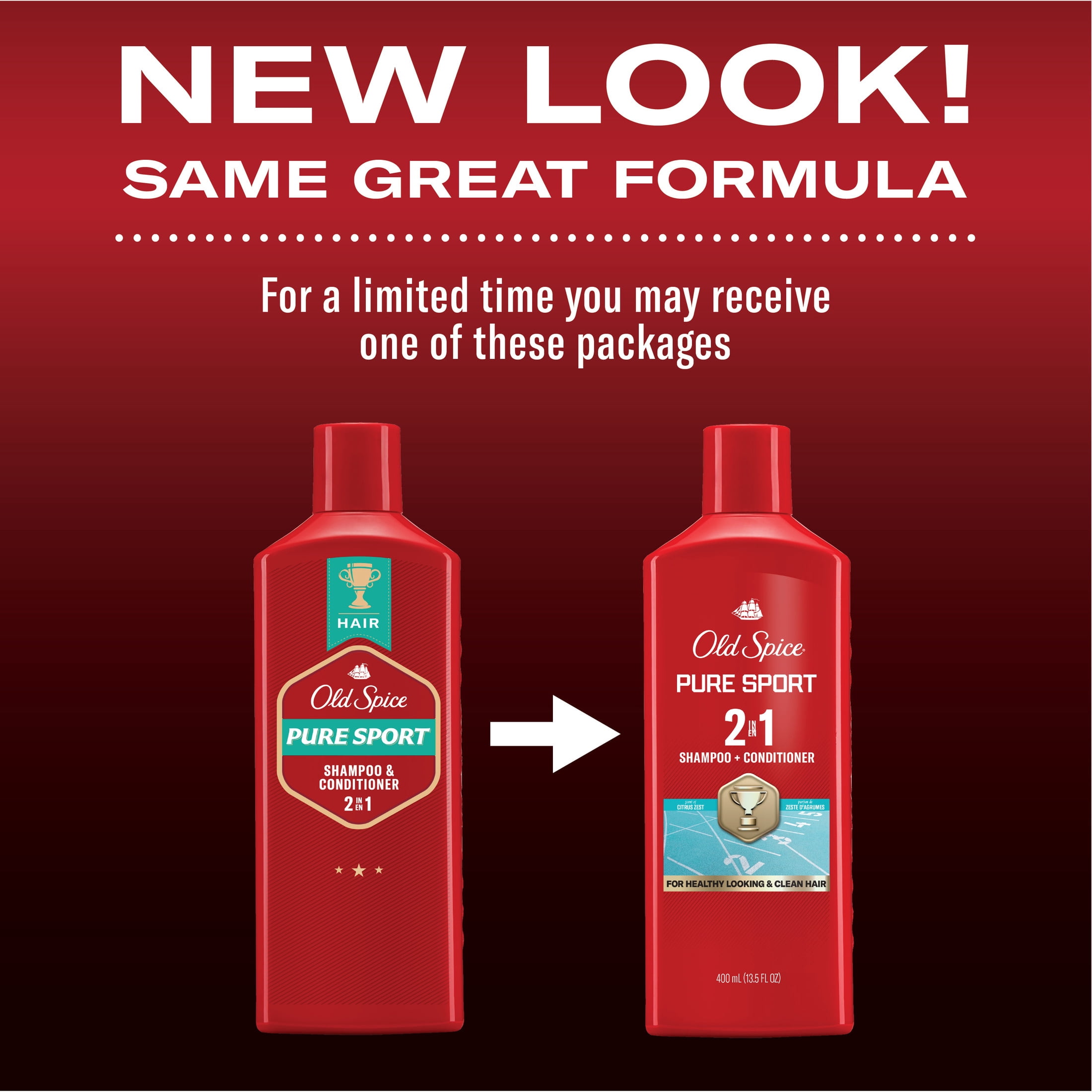 Old Spice Pure Sport 2in1 Mens Shampoo and Conditioner, 13.5 fl oz