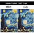 thumbnail image 3 of Starry Night Welcome House Flag Vertical Double Sided Burlap Farmhouse Yard Outdoor Seasonal Flags Decoration 28 x 40 Inches, 3 of 6