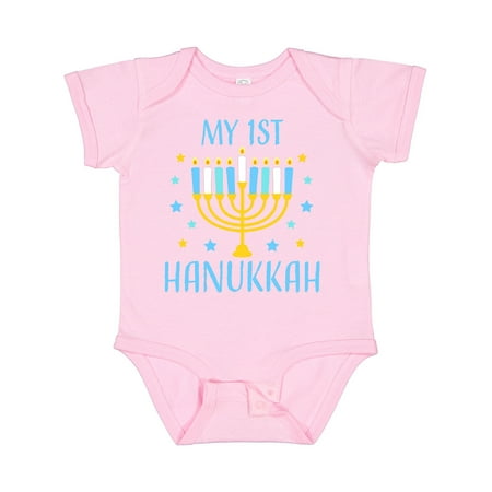 

Inktastic My 1st Hanukkah with Menorah and Stars Gift Baby Boy or Baby Girl Bodysuit