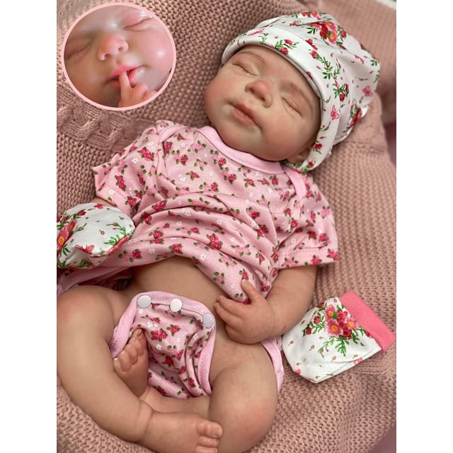 Muñeca de silicona Abenduot Pascale de 45 cm con boca abierta