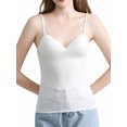 thumbnail image 1 of Women Tank Tops Shirt Solid Slim Deep V-Neck Crop Tops Summer Camisole with Pad, 1 of 8