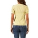 thumbnail image 3 of BLUSA DE MUJER CON COLLAR PETER PAN EN CONTRASTE, MANGAS CORTAS PUFF, CAMISA A CUADROS, TALLA XL, AMARILLO, 3 of 6