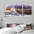 thumbnail image 3 of Nawypu  Black and White Wall Art Purple Lavender Flower Pictures Spa Treatment Salt and Towel Artwork Print on Canvas for Salon Spa Room Decoration Framed Ready to Hang 12''x16''X3 Panels, 3 of 4