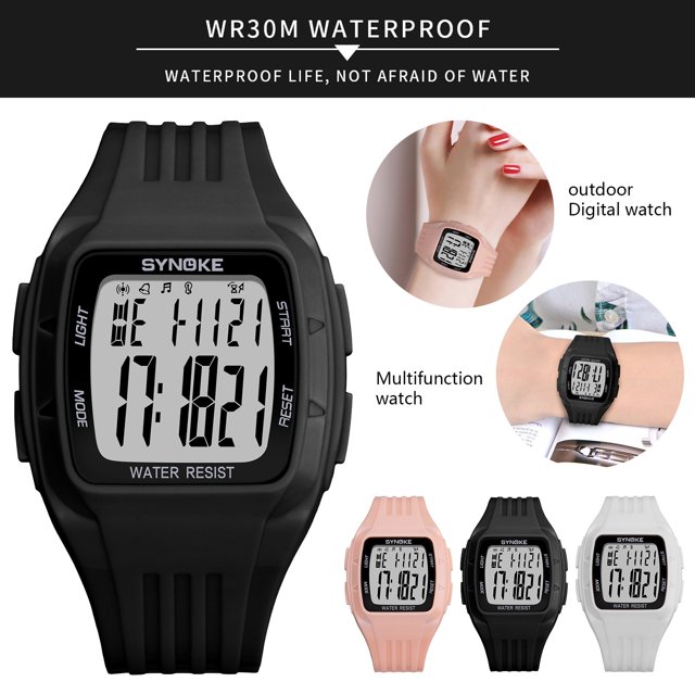 Up to 65% Off New Sports Multifunctional Luminous Watch Men's Digital Watch Necklace Rings Earring Jewelry on Clearance