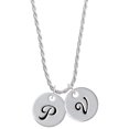 thumbnail image 1 of Delight Jewelry Silvertone Large Script Letter - P - 3/4'' Disc - Silvertone Script Initial Disc - V - Charm Necklace, 20"+3", 1 of 4