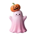 thumbnail image 3 of Halloween Decorations for Home, Pastel Halloween Decor, Pink Ghost Decor, Halloween Ghost Decorations, Pumpkin Decor, 5X3 in Smiling Pink Ghost Figurine with Small Carved, 3 of 6