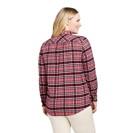 Lands' End Women's Plus Size Long Sleeve Flannel Button Down Shirt